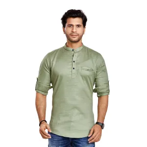 Serene Sage Green Short Silk Kurta