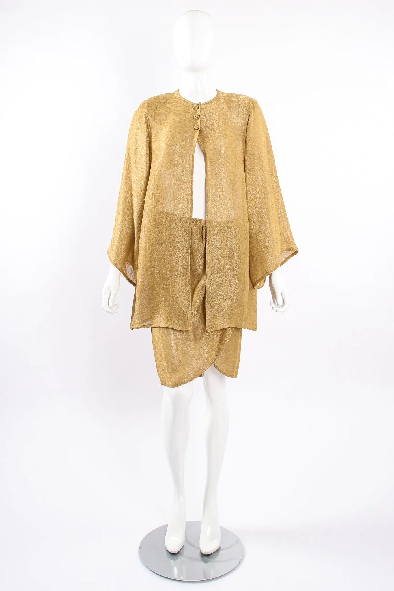 Sheer Metallic Jacket & Wrap Skirt Set