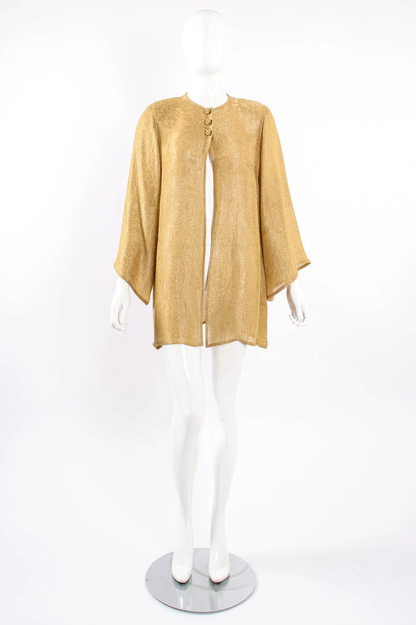 Sheer Metallic Jacket & Wrap Skirt Set