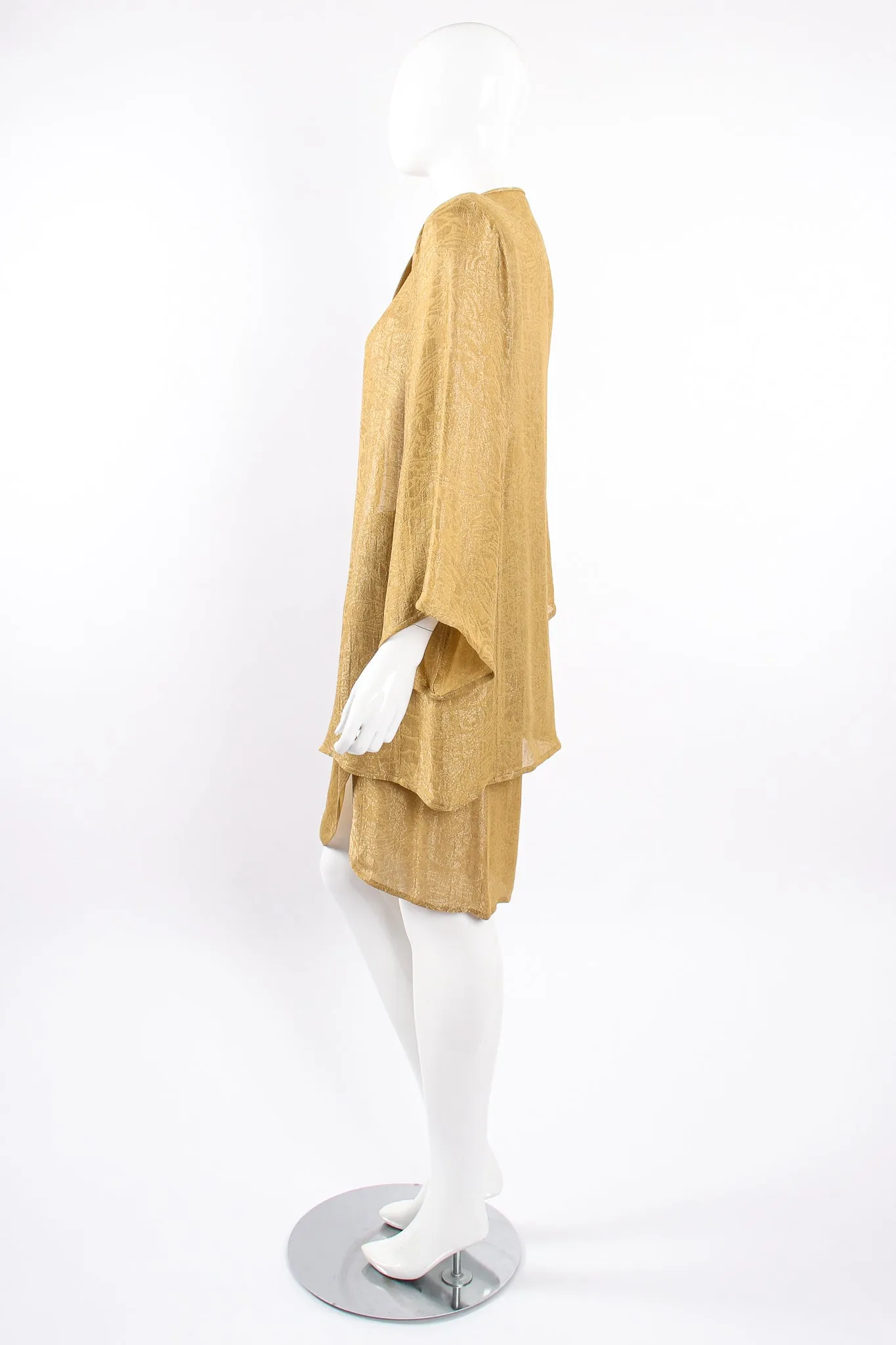 Sheer Metallic Jacket & Wrap Skirt Set