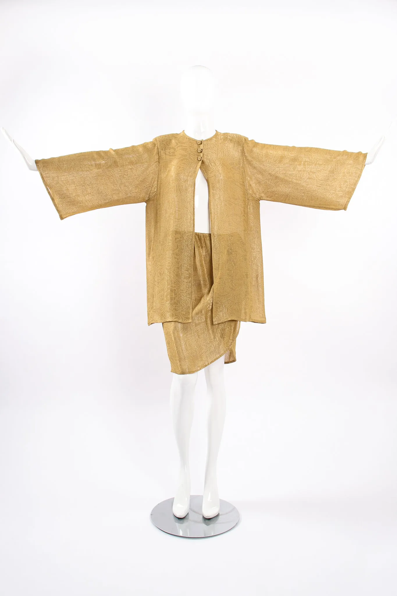 Sheer Metallic Jacket & Wrap Skirt Set