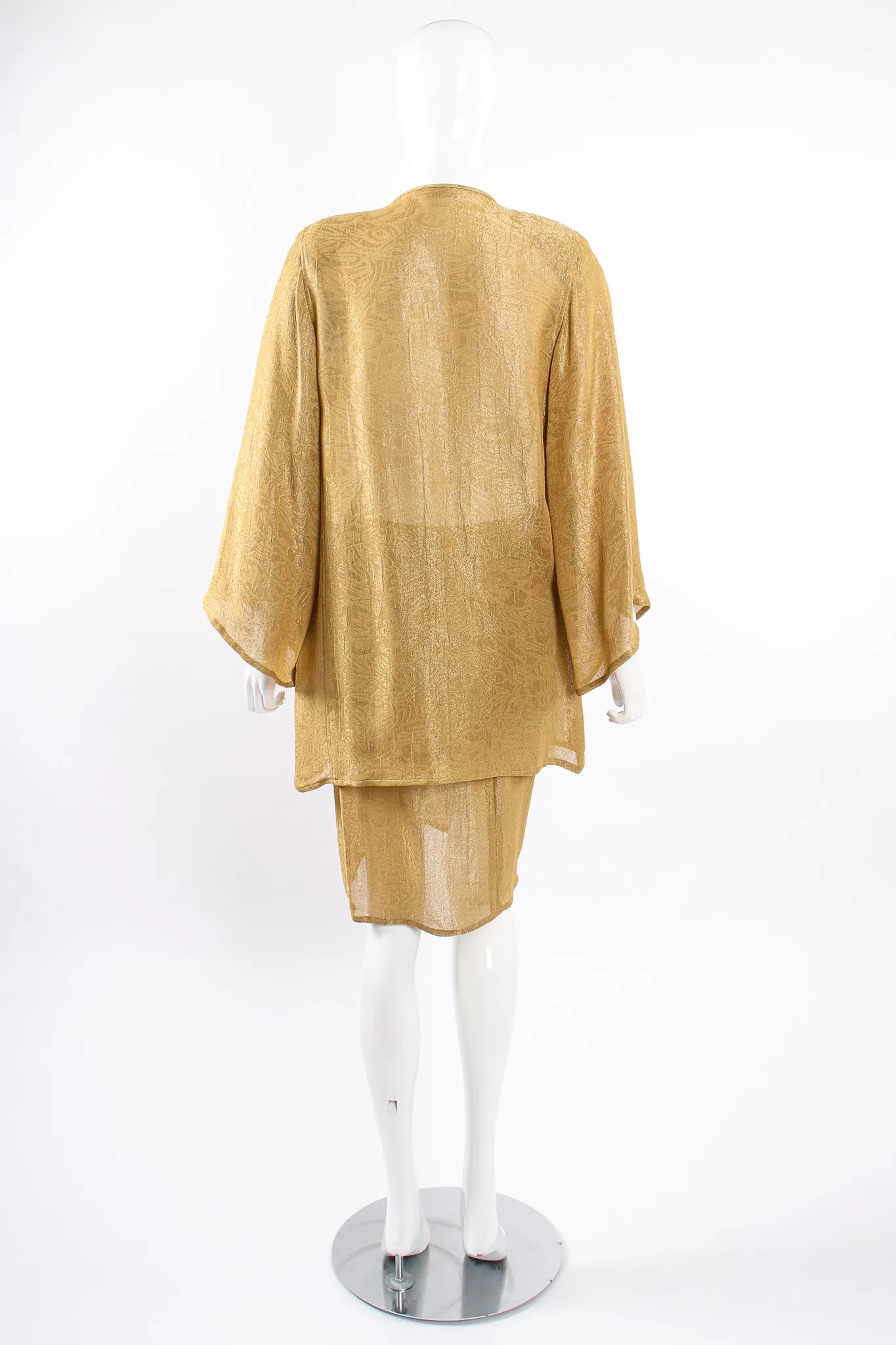 Sheer Metallic Jacket & Wrap Skirt Set