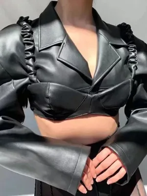 Short Black Light Faux Leather Jacket