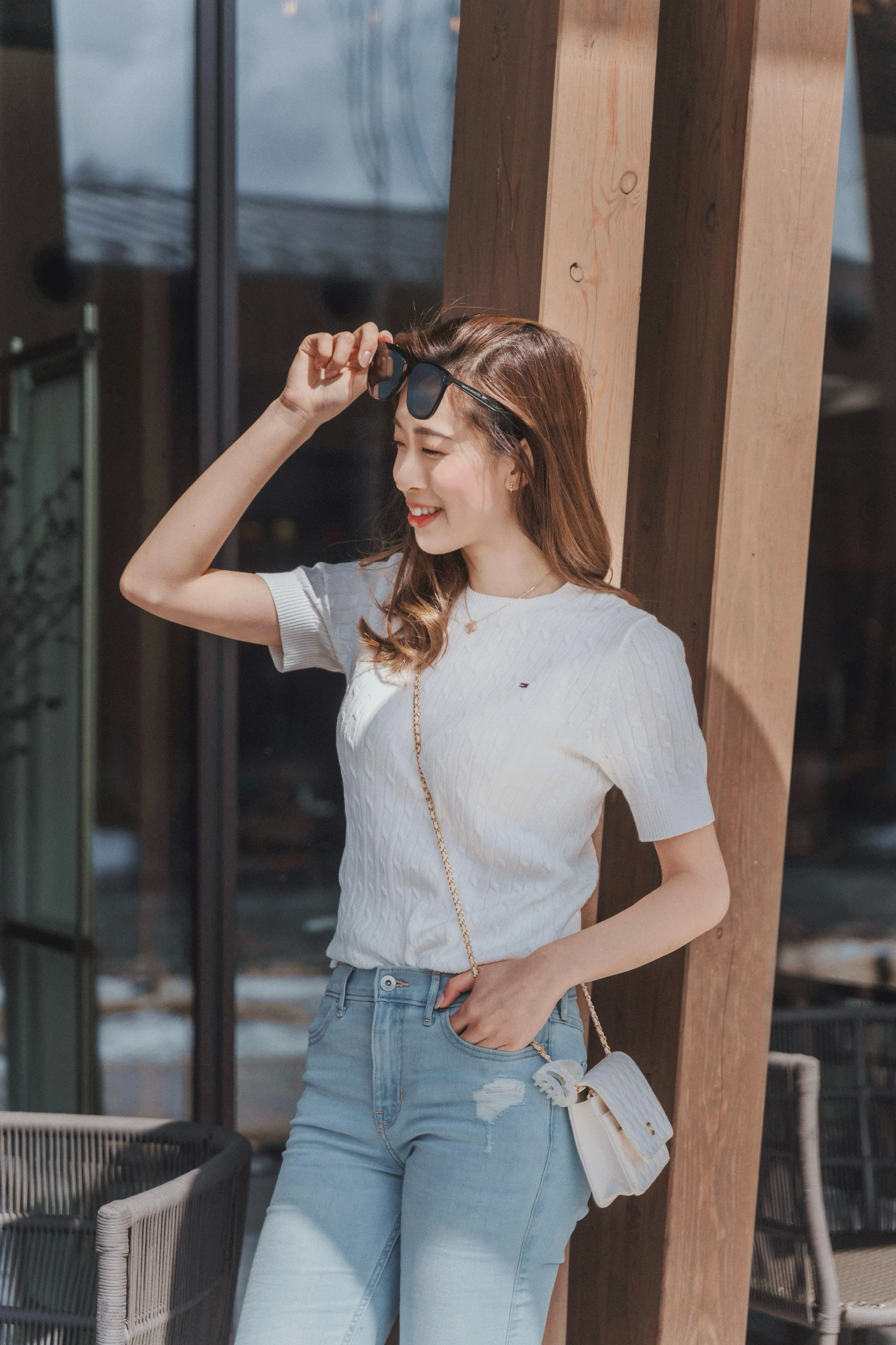 Short Sleeve Cable Knit Sweater