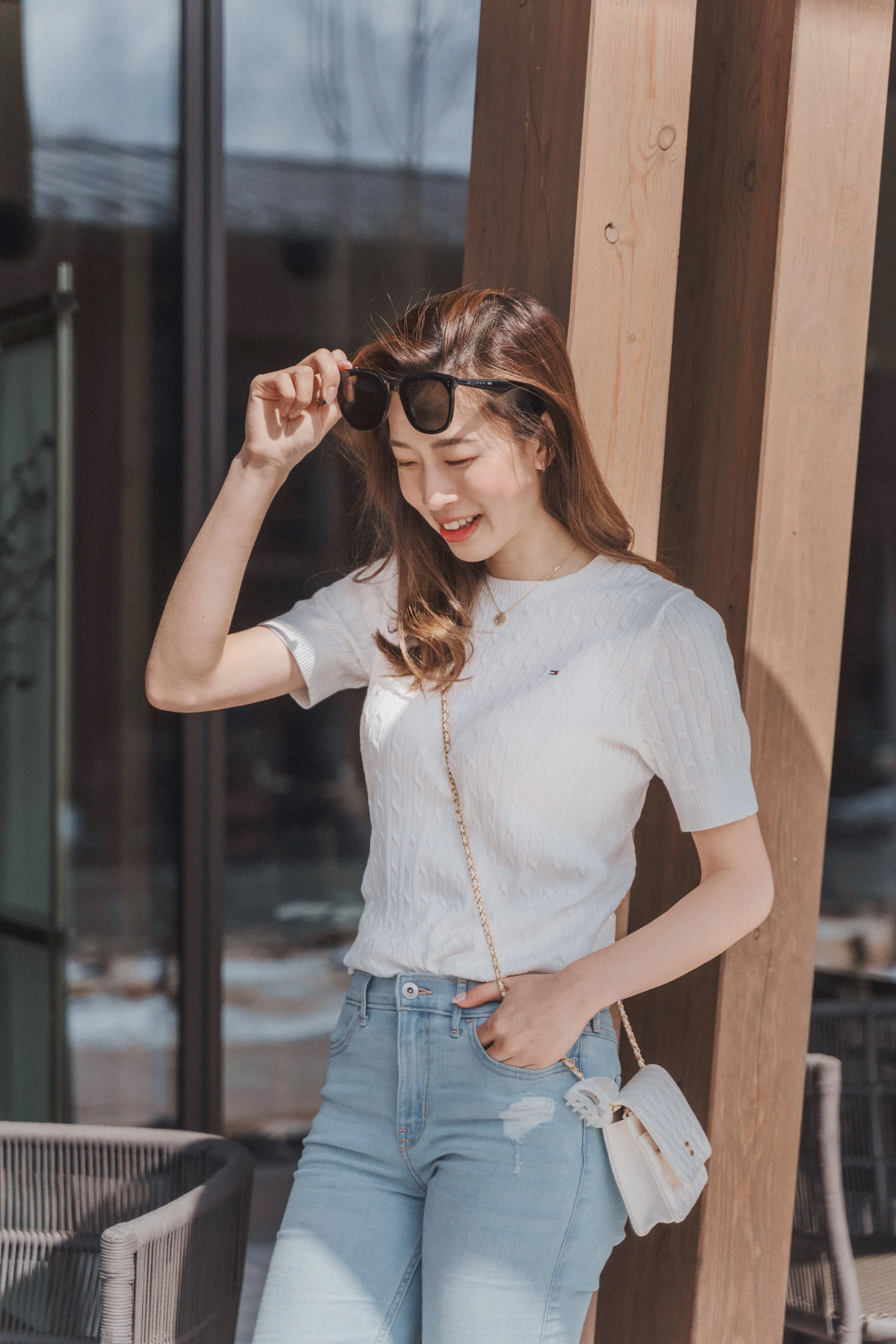 Short Sleeve Cable Knit Sweater