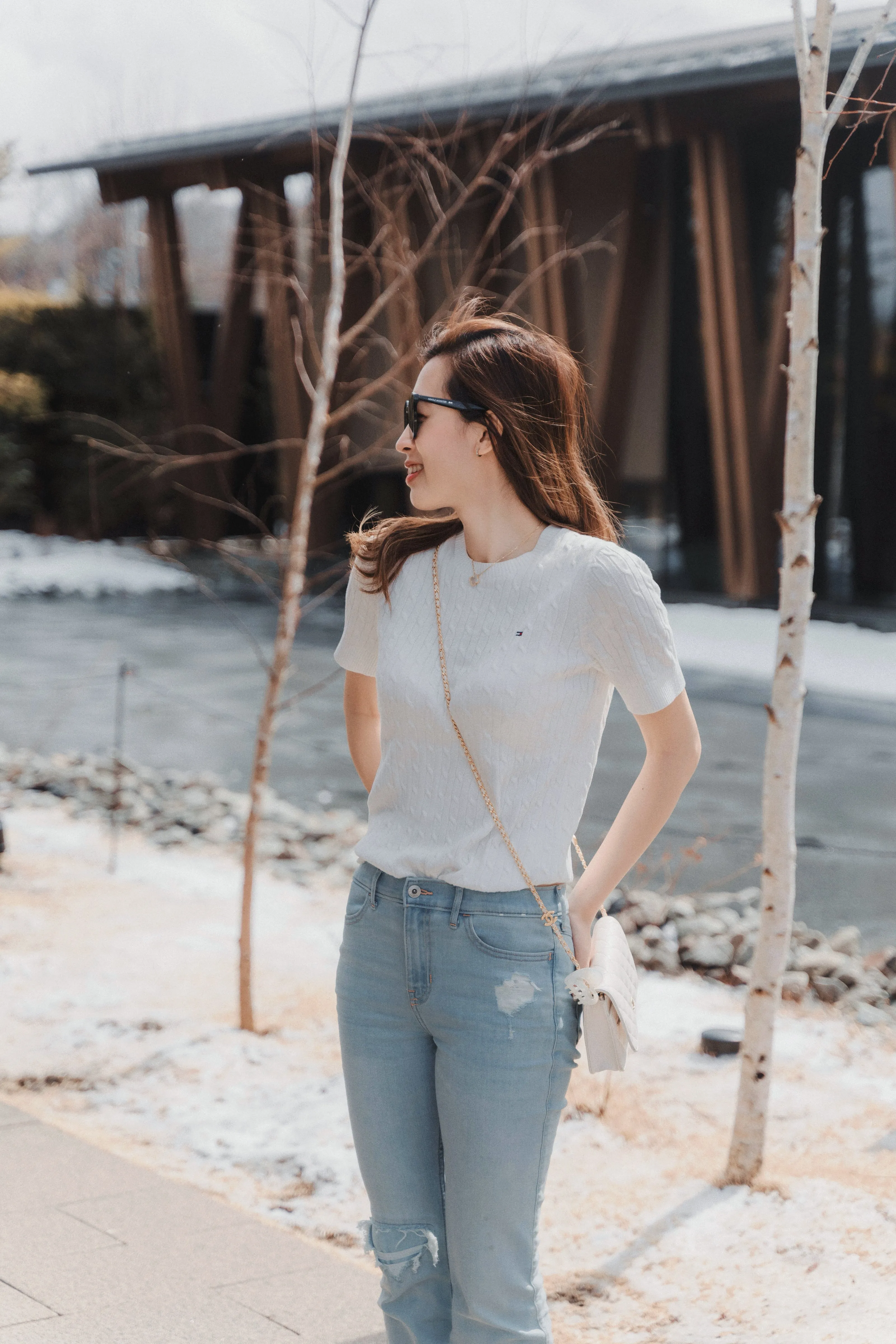 Short Sleeve Cable Knit Sweater