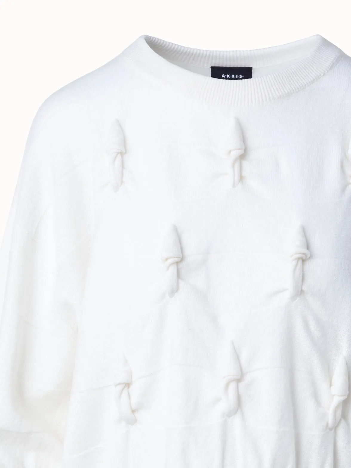 Short Sleeve Cashmere Sweater with Knot