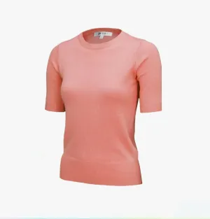 Short Sleeve Pullover Knit in Bubblegum Pink