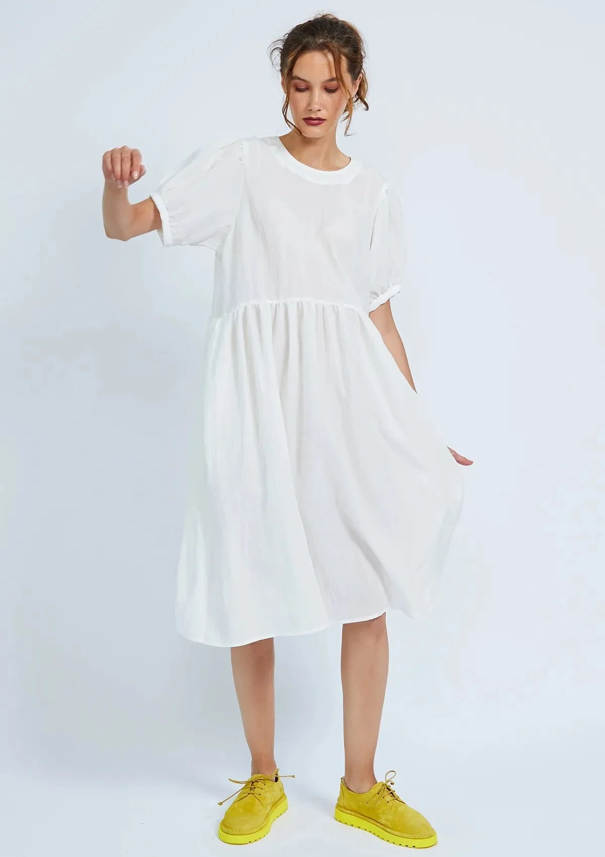 Shosh Puff Dress in Powder
