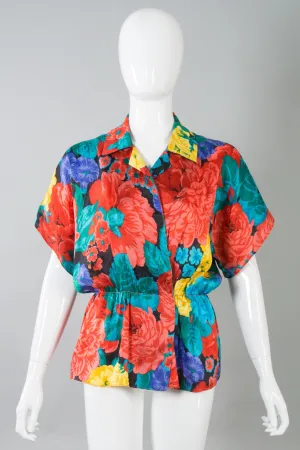 Silk Floral Print Top