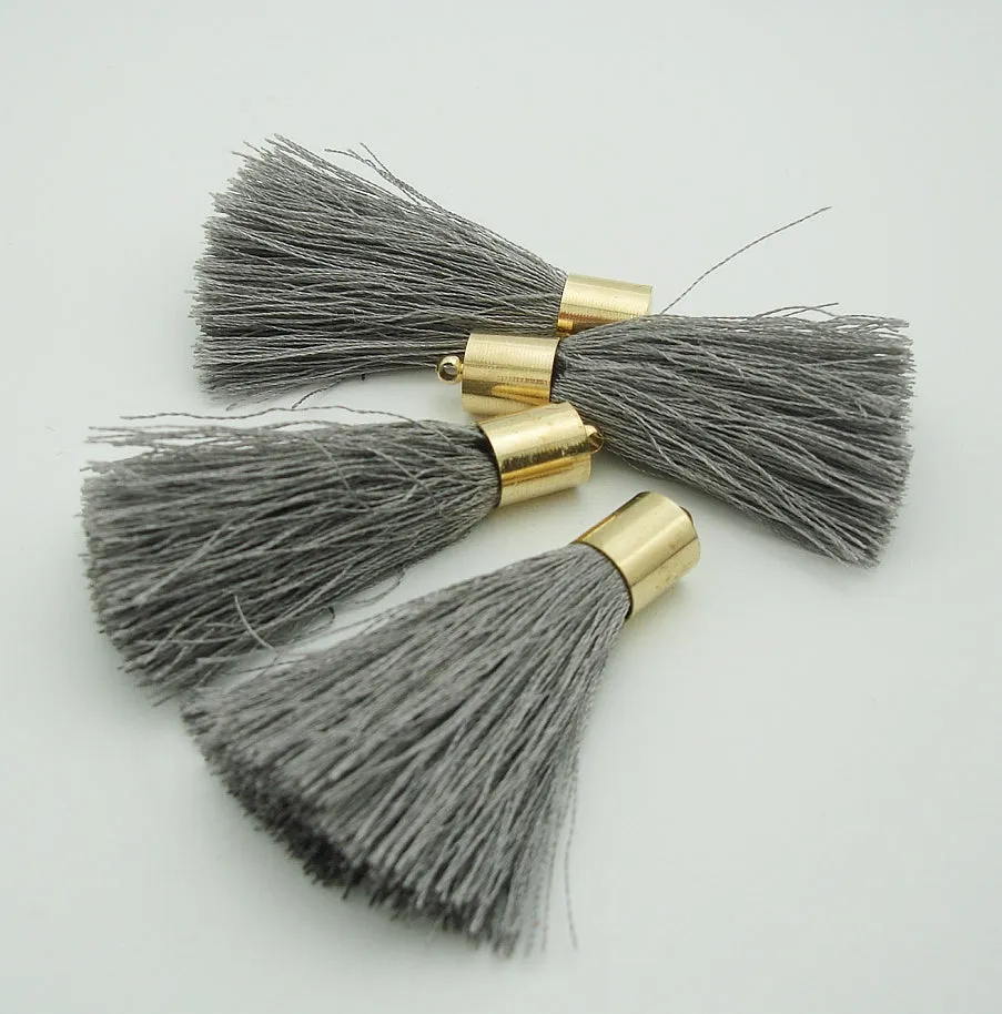 Silk Tassels Light Gold Plated Brass Bail Top