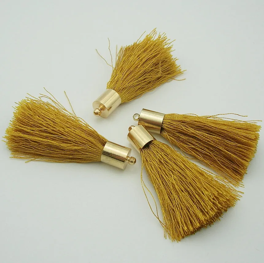 Silk Tassels Light Gold Plated Brass Bail Top