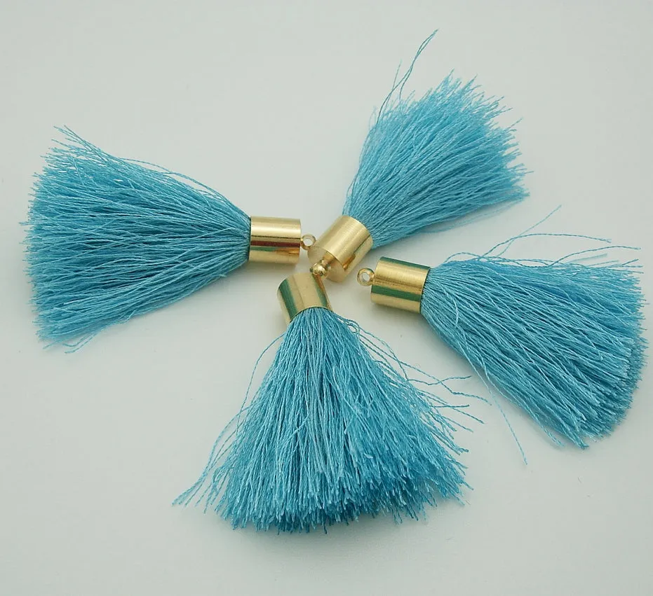 Silk Tassels Light Gold Plated Brass Bail Top