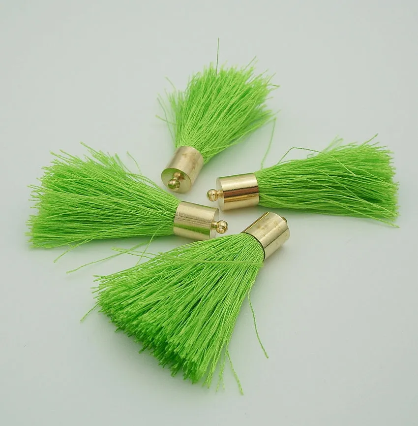 Silk Tassels Light Gold Plated Brass Bail Top