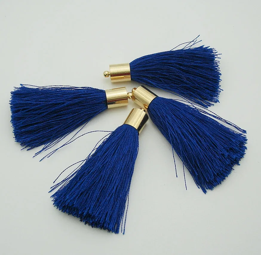Silk Tassels Light Gold Plated Brass Bail Top
