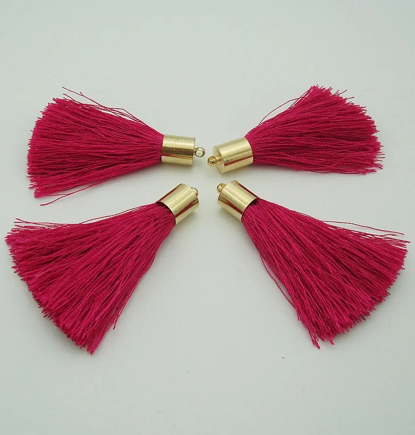 Silk Tassels Light Gold Plated Brass Bail Top
