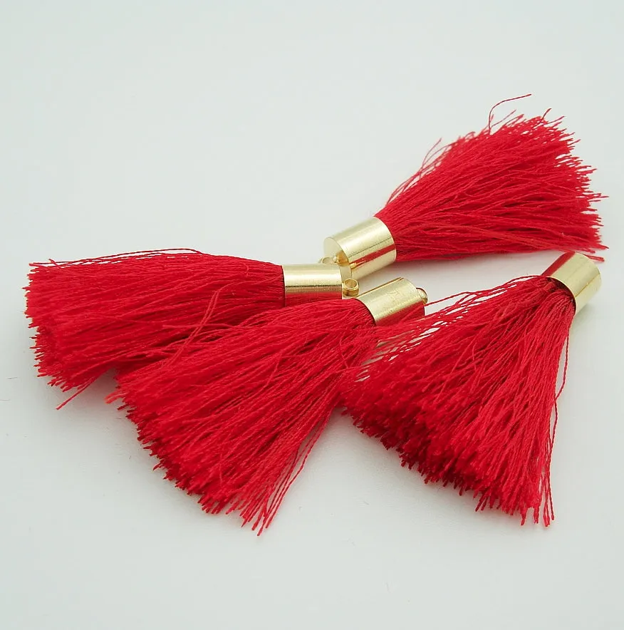 Silk Tassels Light Gold Plated Brass Bail Top