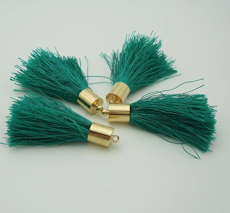 Silk Tassels Light Gold Plated Brass Bail Top