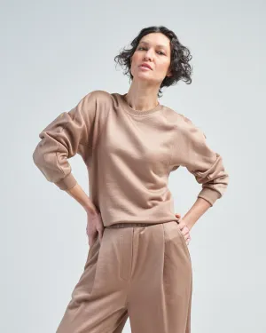 silk terry sculpted sleeve slim sweatshirt