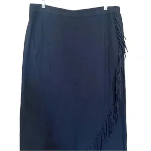 Soft surrounding faux wrap Navy Fringe straight skirt Women’s Size XL