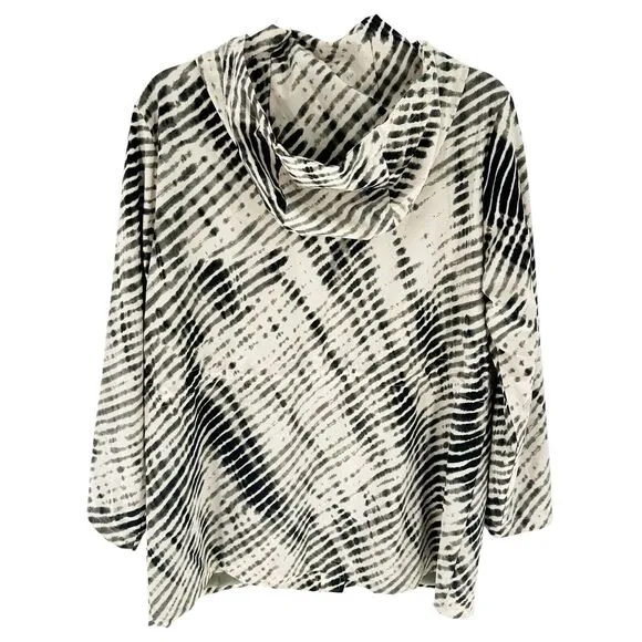Soft Surroundings Jacket Womens Petite L Go Lively Shibori Hooded Anorak Utility
