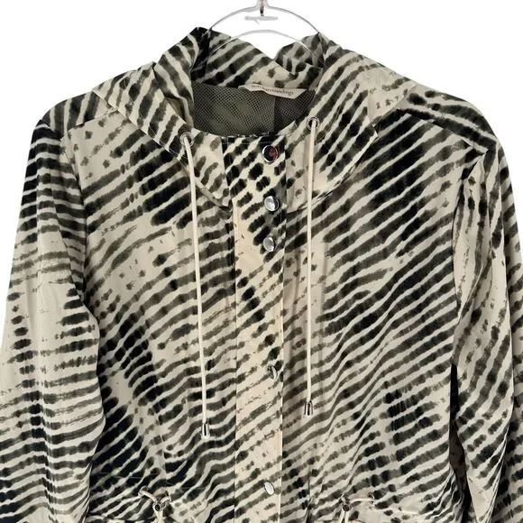 Soft Surroundings Jacket Womens Petite L Go Lively Shibori Hooded Anorak Utility