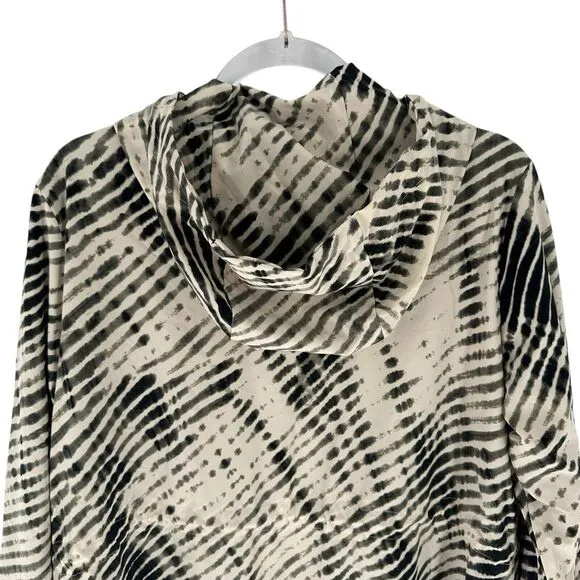 Soft Surroundings Jacket Womens Petite L Go Lively Shibori Hooded Anorak Utility