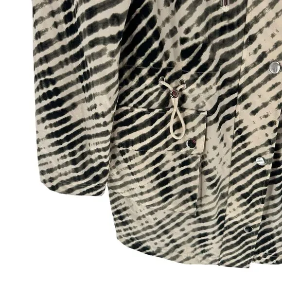 Soft Surroundings Jacket Womens Petite L Go Lively Shibori Hooded Anorak Utility