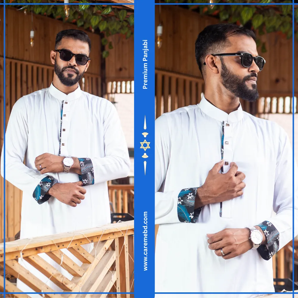 Solid White Premium Linen Cotton Panjabi