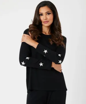 Star Sleeve V-Neck Sweater