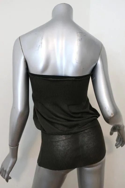 Stella McCartney Strapless Top Dark Olive Cotton-Silk Knit Size 40