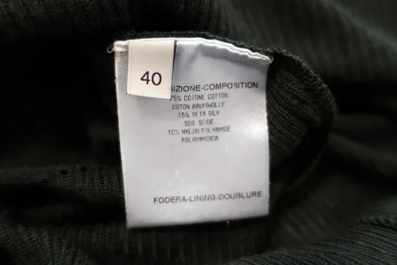Stella McCartney Strapless Top Dark Olive Cotton-Silk Knit Size 40