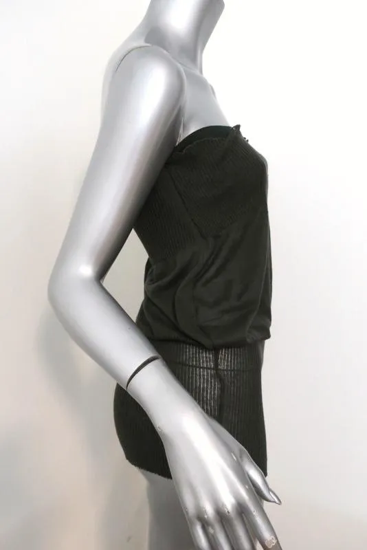 Stella McCartney Strapless Top Dark Olive Cotton-Silk Knit Size 40