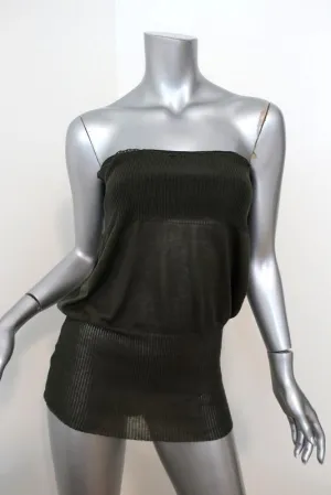 Stella McCartney Strapless Top Dark Olive Cotton-Silk Knit Size 40