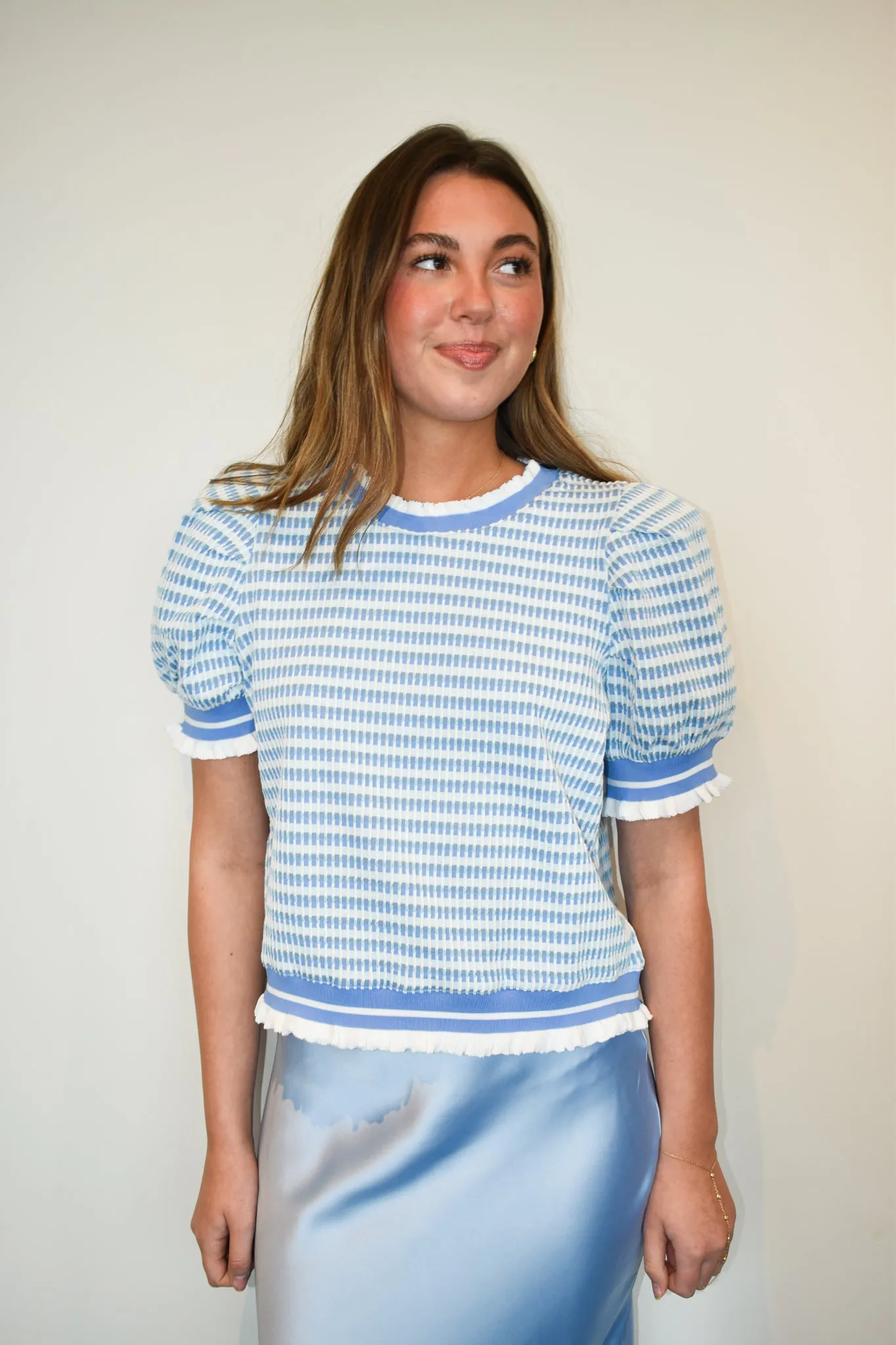 Stitched Ruffle Hem Blouse