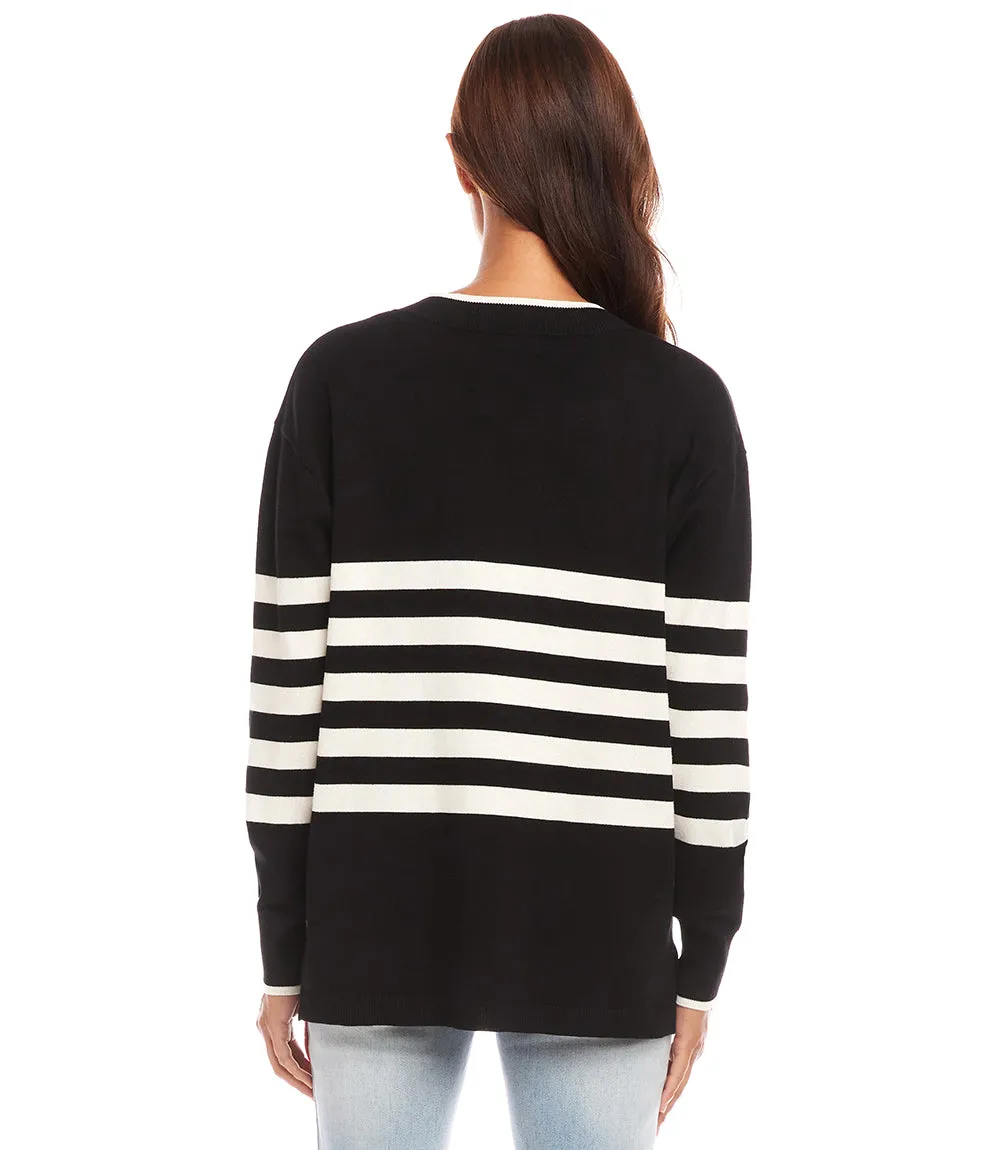 Stripe V-Neck Sweater