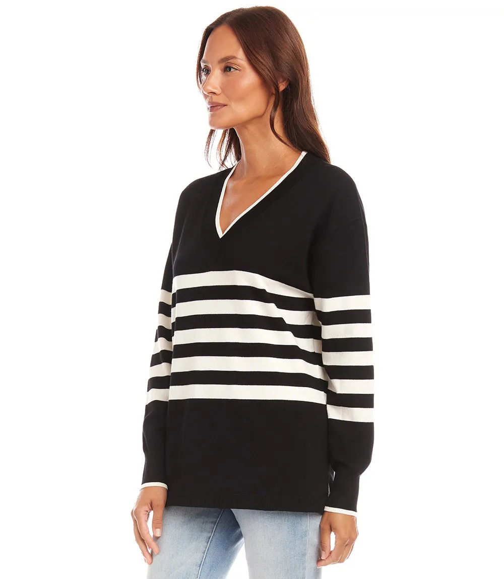 Stripe V-Neck Sweater