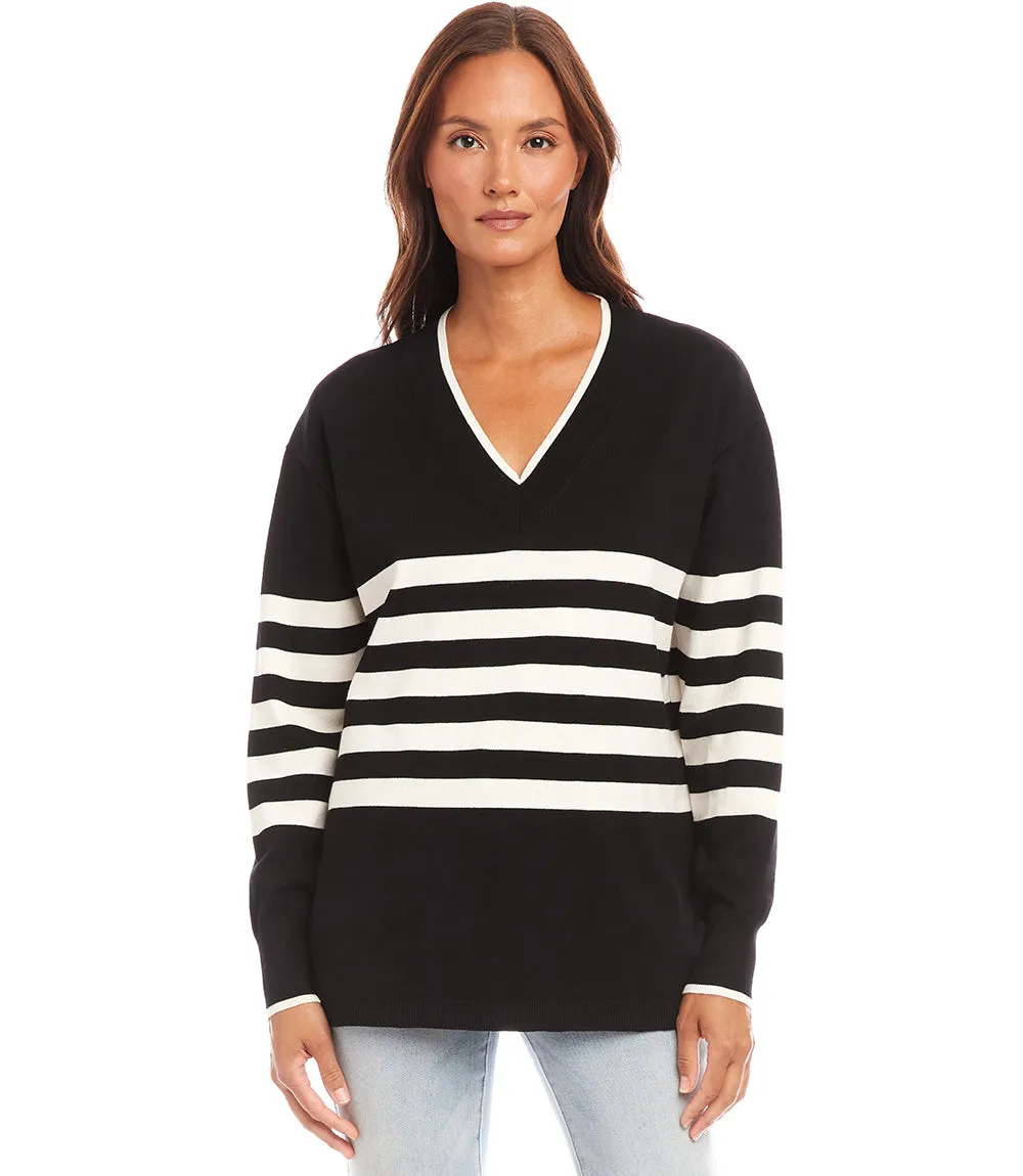 Stripe V-Neck Sweater