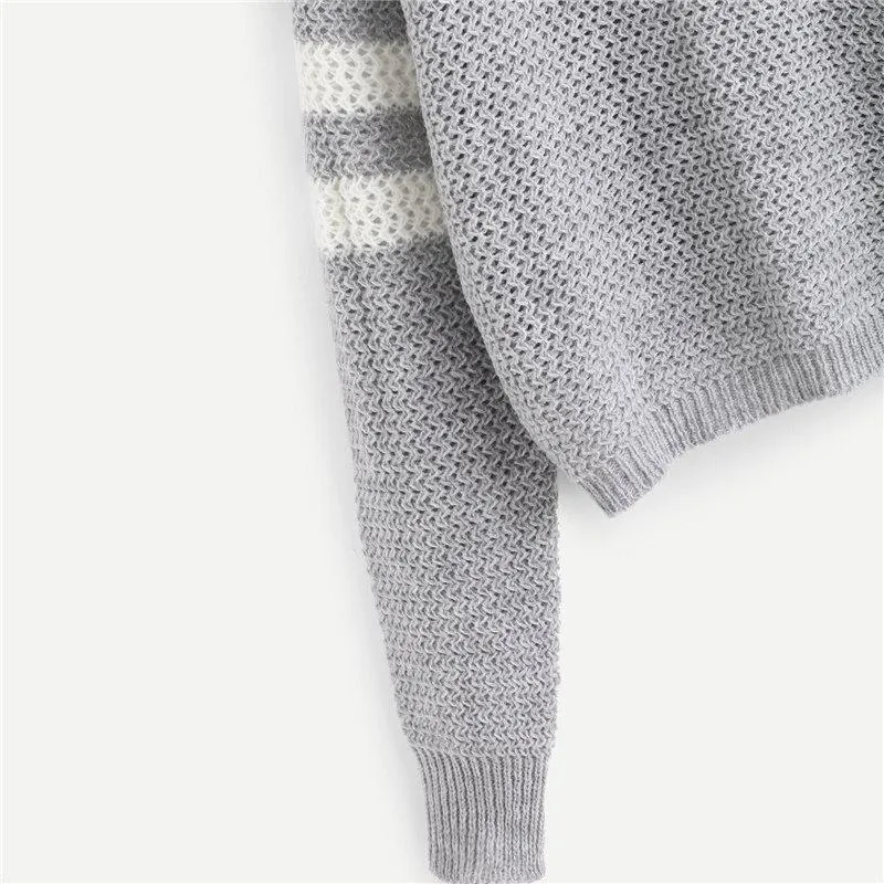 Striped V-Neck Crop Sweater