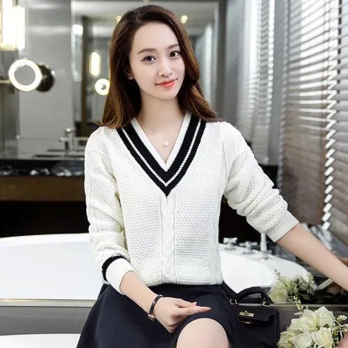 Striped V-Neck Sweater