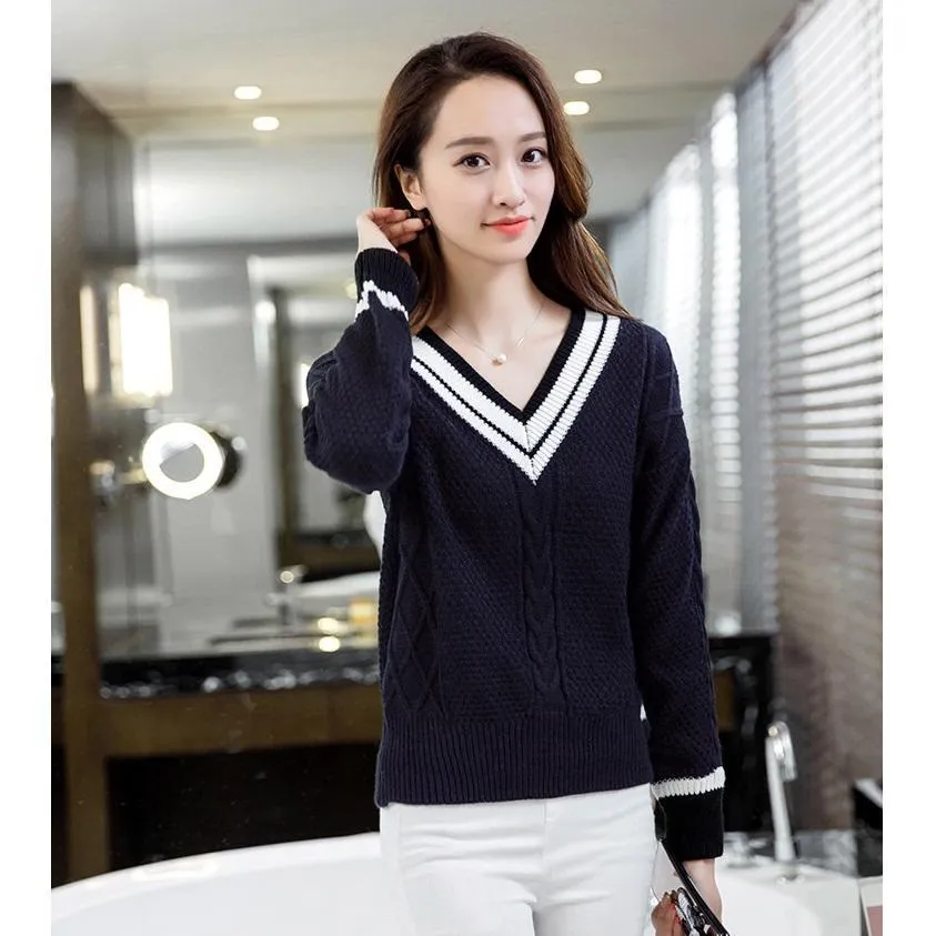 Striped V-Neck Sweater