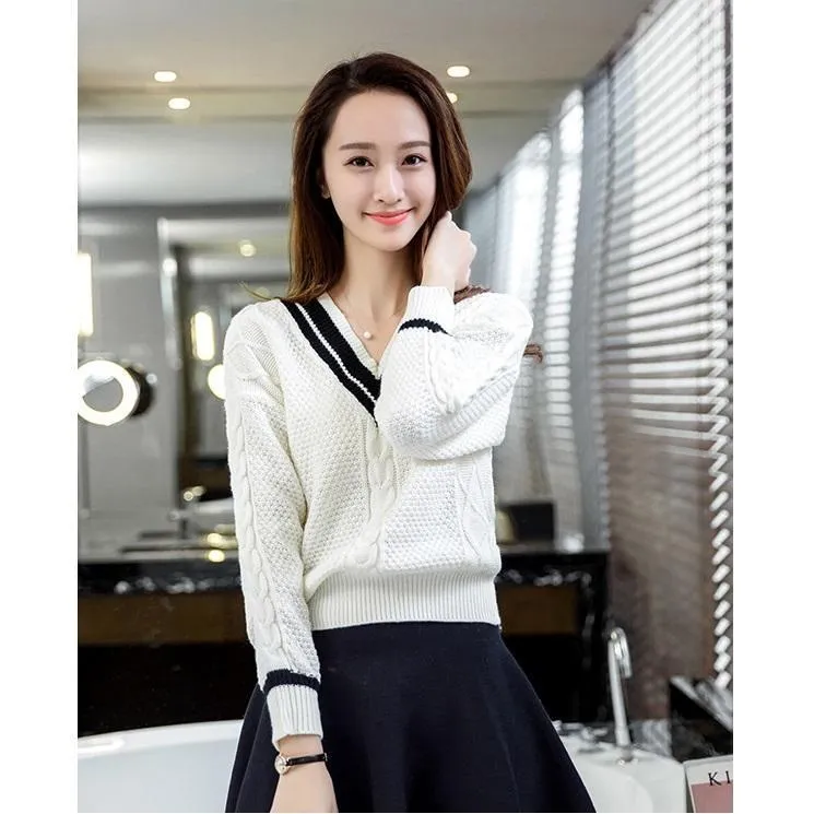 Striped V-Neck Sweater