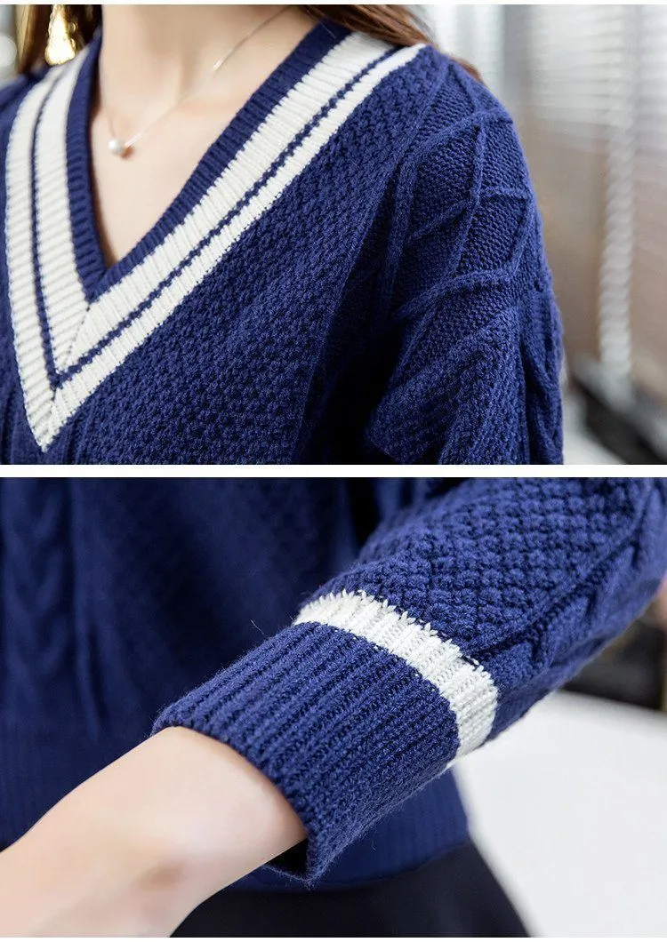 Striped V-Neck Sweater