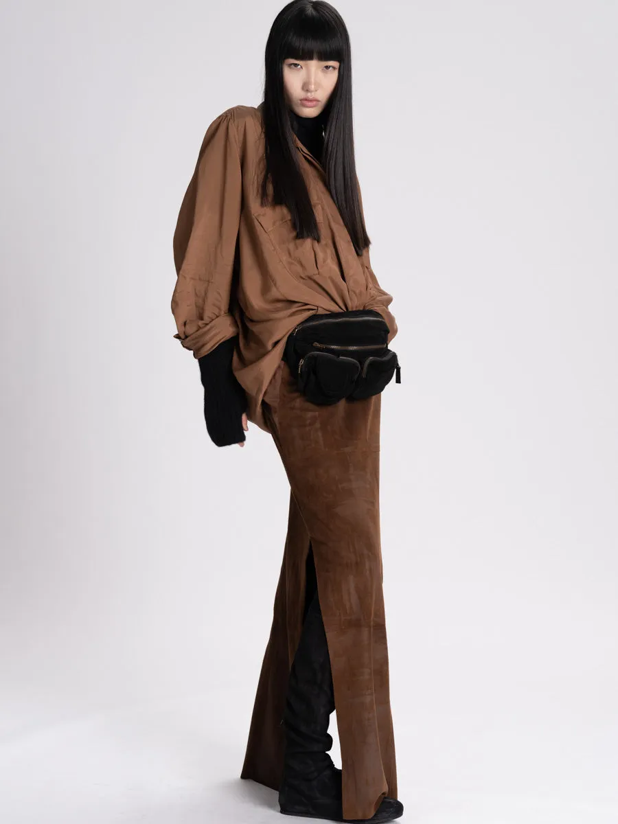 Suede Straight Skirt