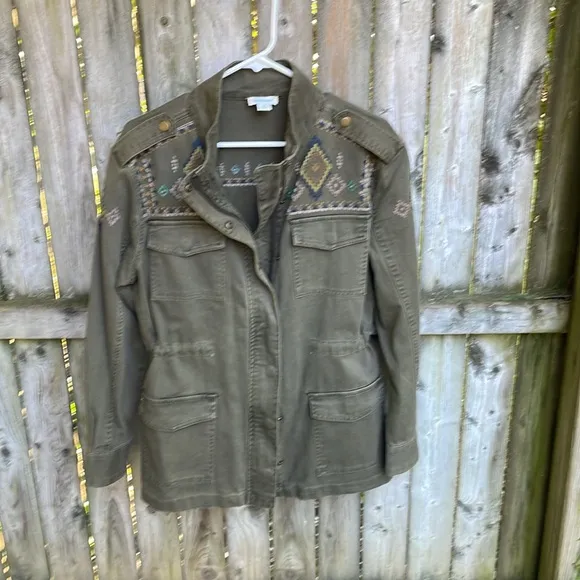 Sundance Twin Rivers Embroidered Utility Jacket M 8 10
