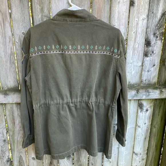Sundance Twin Rivers Embroidered Utility Jacket M 8 10