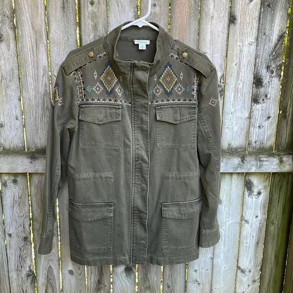 Sundance Twin Rivers Embroidered Utility Jacket M 8 10