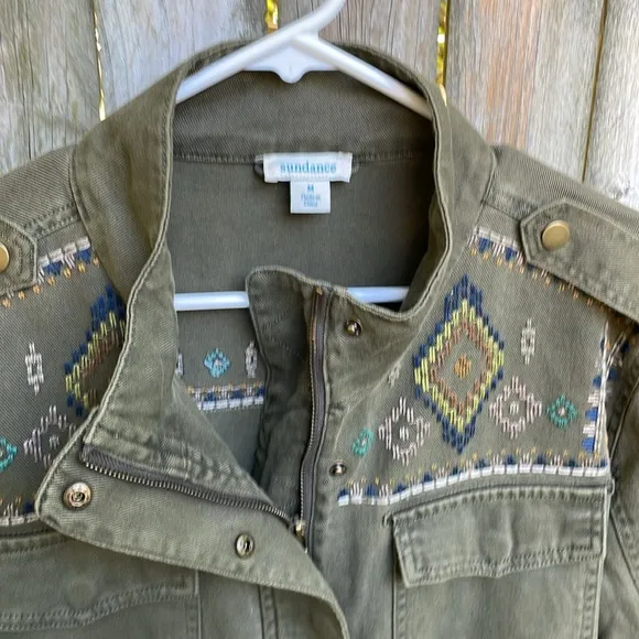 Sundance Twin Rivers Embroidered Utility Jacket M 8 10