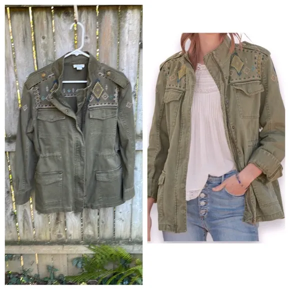 Sundance Twin Rivers Embroidered Utility Jacket M 8 10