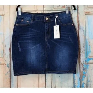 Surprise Womens Size 15/32 Blue Denim Medium Wash Straight &amp; Pencil Skirt